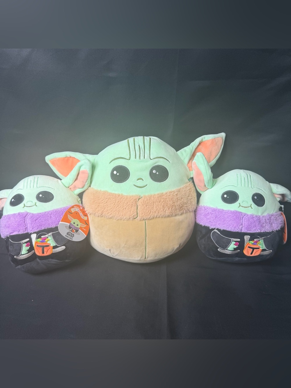 Squishmallows The Child Plush - Green, Tan, Purple & Black- bundle of 3